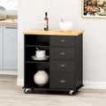 Îlot de cuisine sur roulettes avec porte, 2 tiroirs, 3 étagères, table de cuisine roulante de 80 cm de large avec meuble de rangement