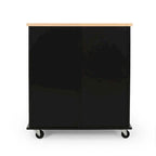 Îlot de cuisine sur roulettes avec porte, 2 tiroirs, 3 étagères, table de cuisine roulante de 80 cm de large avec meuble de rangement