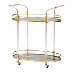 Dessertes à roulettes à 2 étages en métal doré et verre miroir - Style glamour