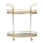 Dessertes à roulettes à 2 étages en métal doré et verre miroir - Style glamour