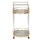Dessertes à roulettes à 2 étages en métal doré et verre miroir - Style glamour