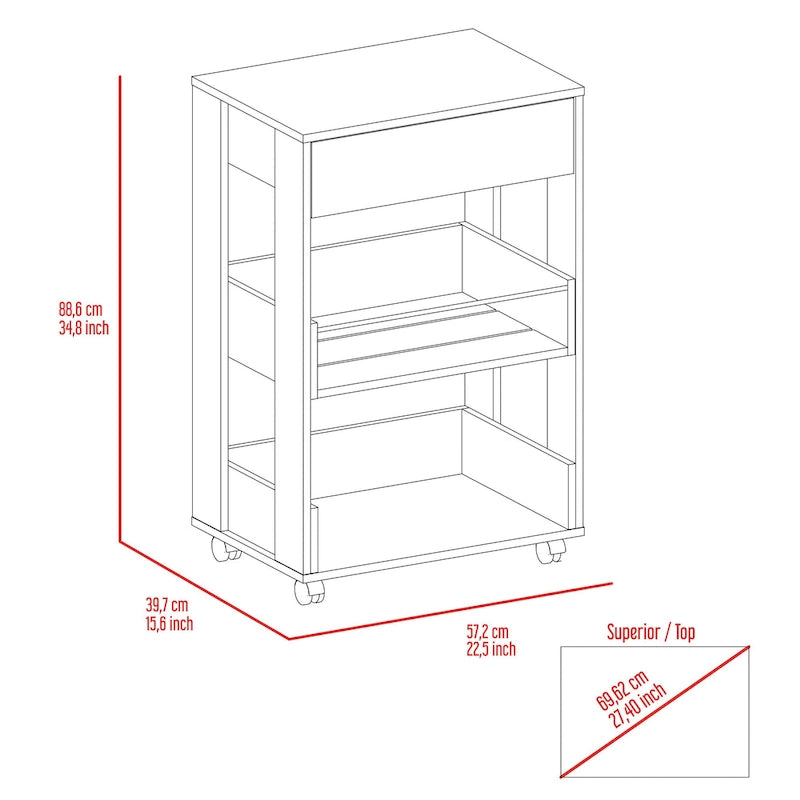 Îlot de cuisine avec 2 armoires et 3 étagères ouvertes - 59L x 26P x 35H