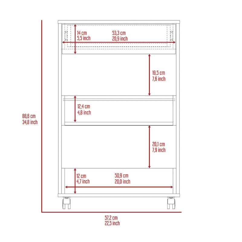 Îlot de cuisine avec 2 armoires et 3 étagères ouvertes - 59L x 26P x 35H