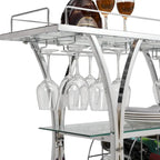 Desserte de bar avec casier à vin Cadre en métal Verre trempé Rangement pour le vin