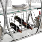 Desserte de bar avec casier à vin Cadre en métal Verre trempé Rangement pour le vin