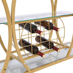 Desserte de bar avec casier à vin Cadre en métal Verre trempé Rangement pour le vin