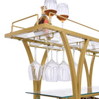 Desserte de bar avec casier à vin Cadre en métal Verre trempé Rangement pour le vin