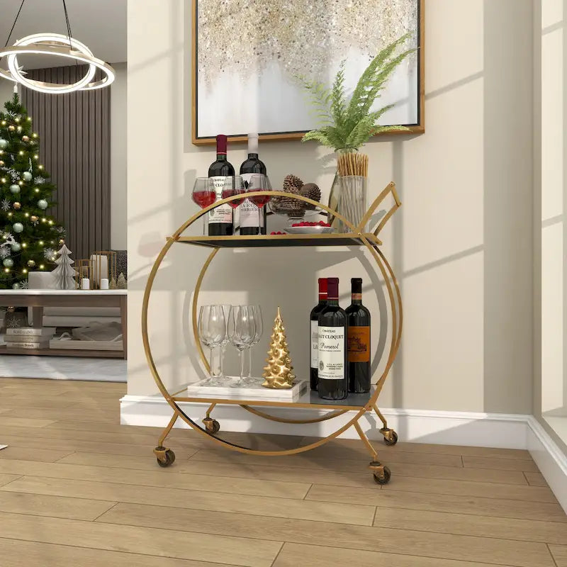 Chariot de bar contemporain en fer 30 x 27 x 15