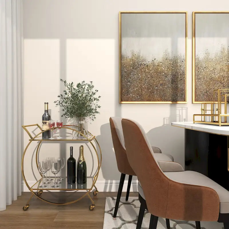 Chariot de bar contemporain en fer 30 x 27 x 15