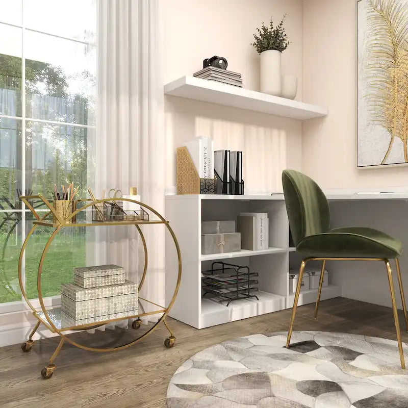 Chariot de bar contemporain en fer 30 x 27 x 15