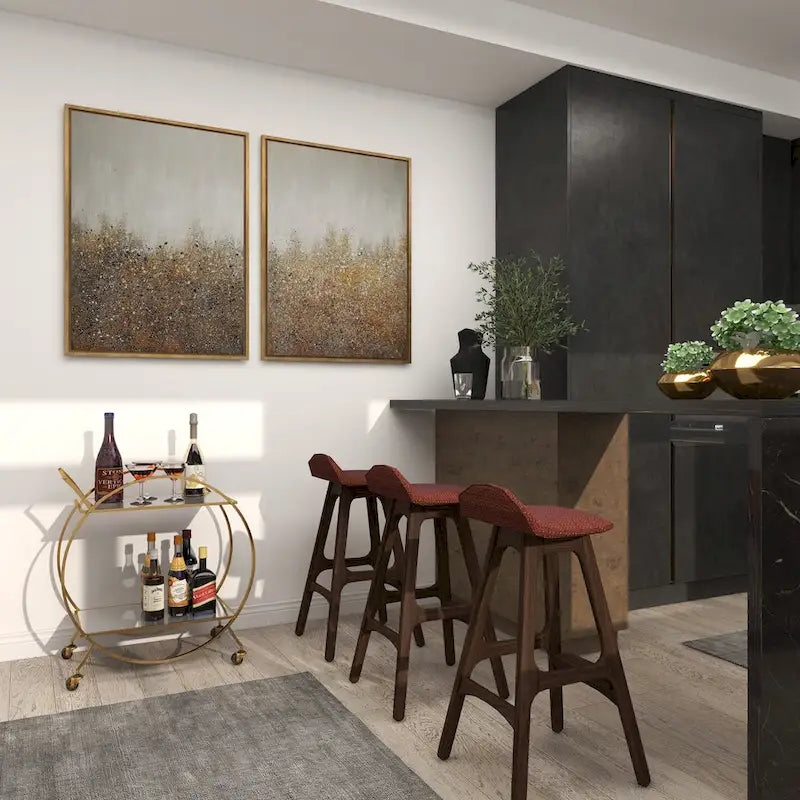 Chariot de bar contemporain en fer 30 x 27 x 15