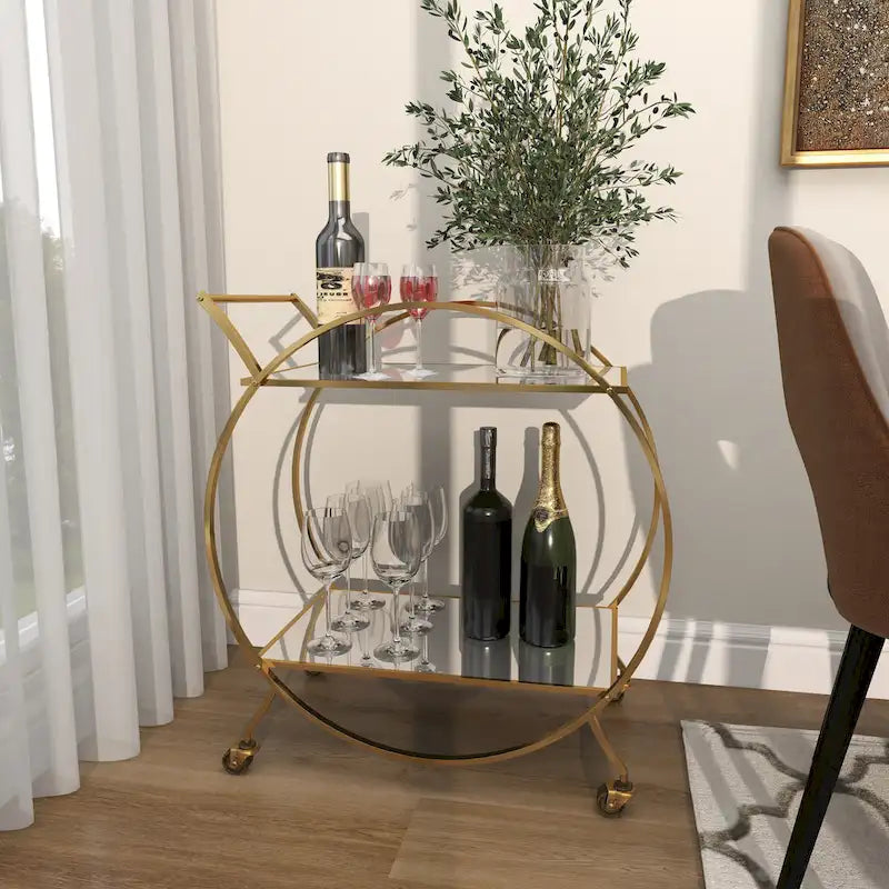 Chariot de bar contemporain en fer 30 x 27 x 15