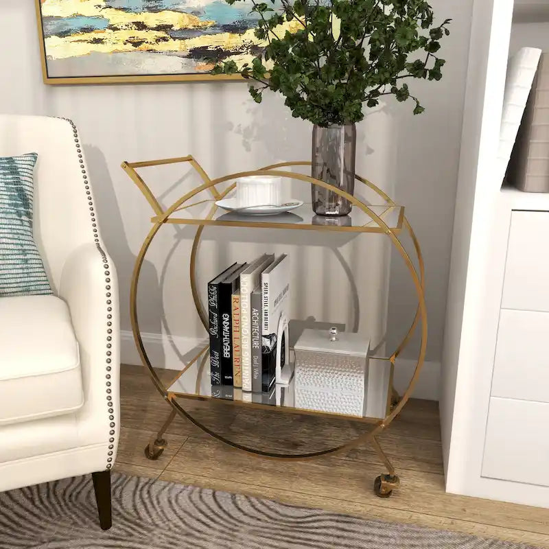 Chariot de bar contemporain en fer 30 x 27 x 15
