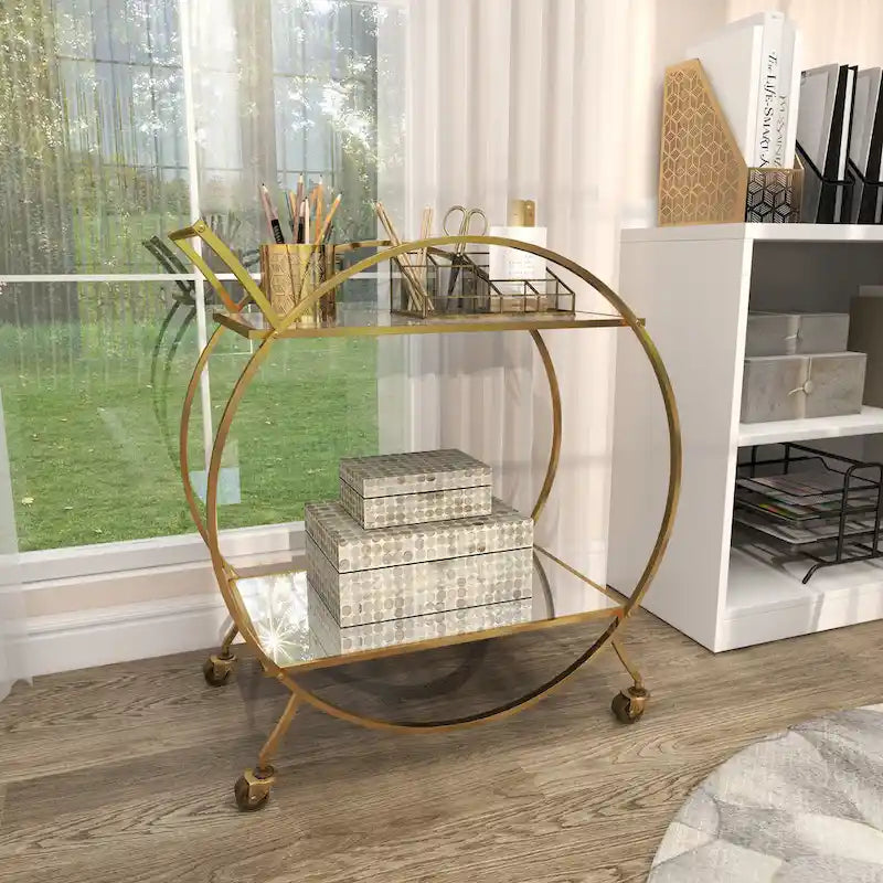 Chariot de bar contemporain en fer 30 x 27 x 15
