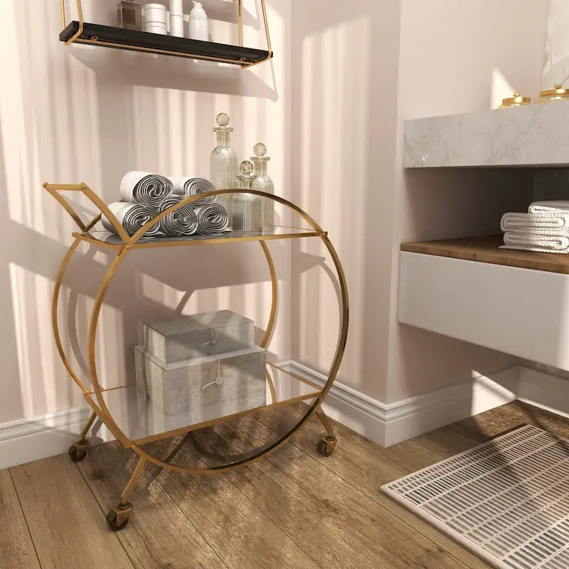 Chariot de bar contemporain en fer 30 x 27 x 15