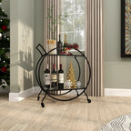 Chariot de bar contemporain en fer 30 x 27 x 15