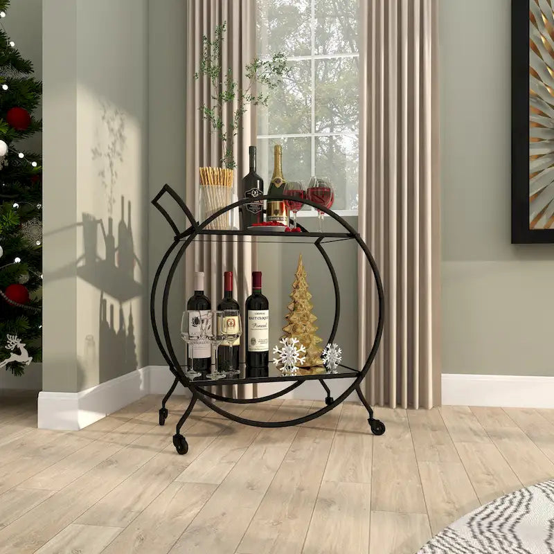 Chariot de bar contemporain en fer 30 x 27 x 15