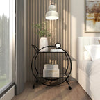 Chariot de bar contemporain en fer 30 x 27 x 15