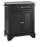 Îlot de cuisine portable en granit massif, finition noire - 31L x 18P