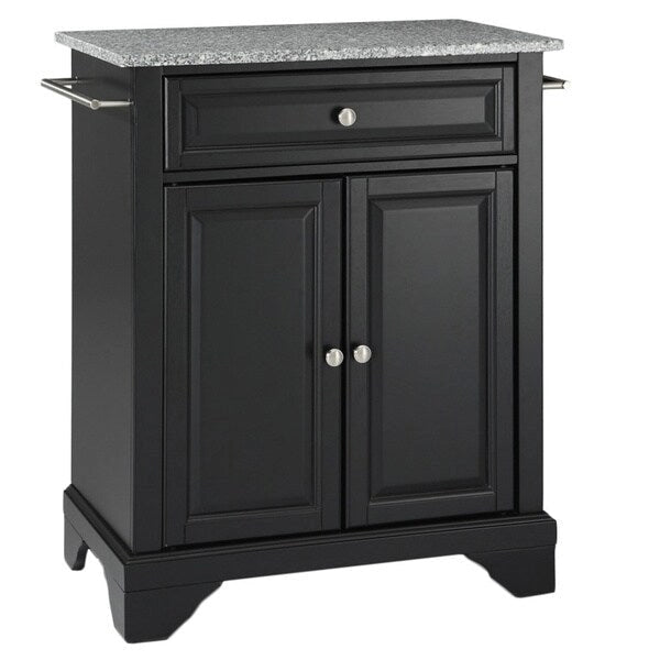 Îlot de cuisine portable en granit massif, finition noire - 31L x 18P