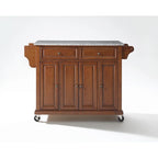 Desserte de cuisine grand format avec plateau en granit, finition cerisier - 51,5L x 18P x 36H