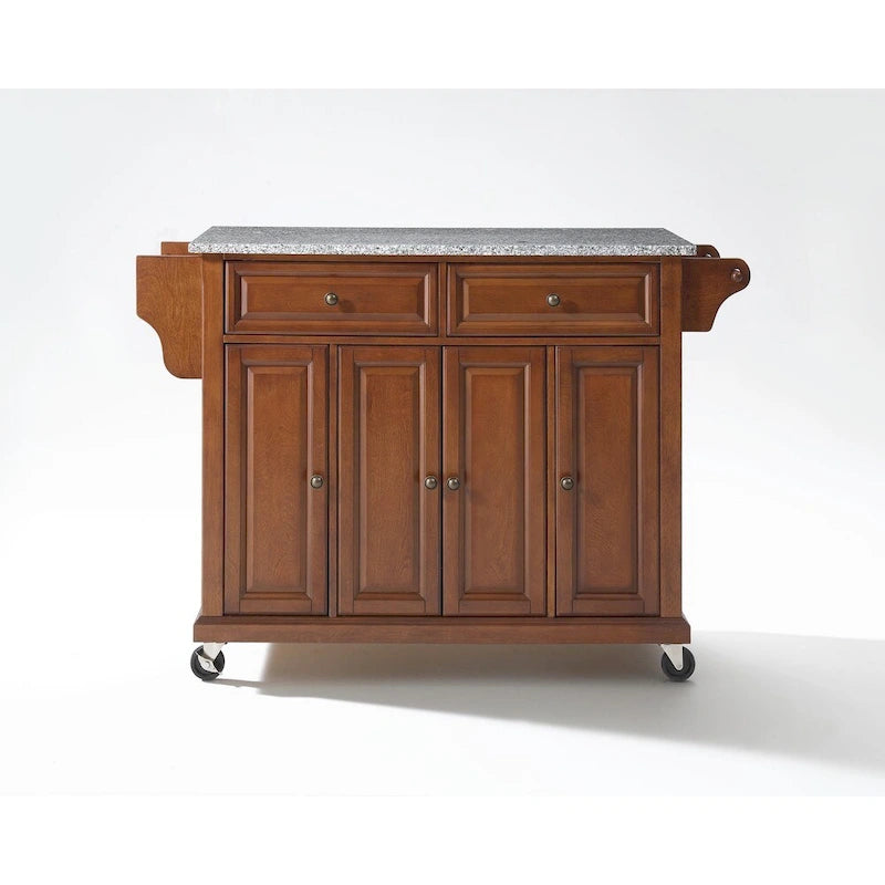 Desserte de cuisine grand format avec plateau en granit, finition cerisier - 51,5L x 18P x 36H