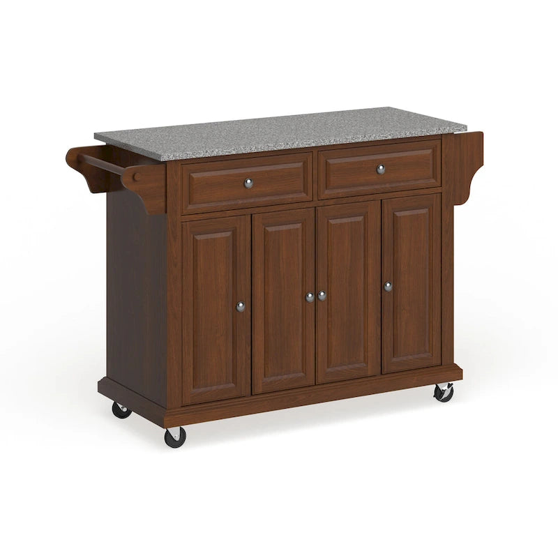 Desserte de cuisine grand format avec plateau en granit, finition cerisier - 51,5L x 18P x 36H