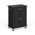 Desserte de cuisine/Îlot portable compact à plateau en granite noir – 18P x 31L x 35,5H
