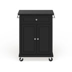 Desserte de cuisine/Îlot portable compact à plateau en granite noir – 18P x 31L x 35,5H