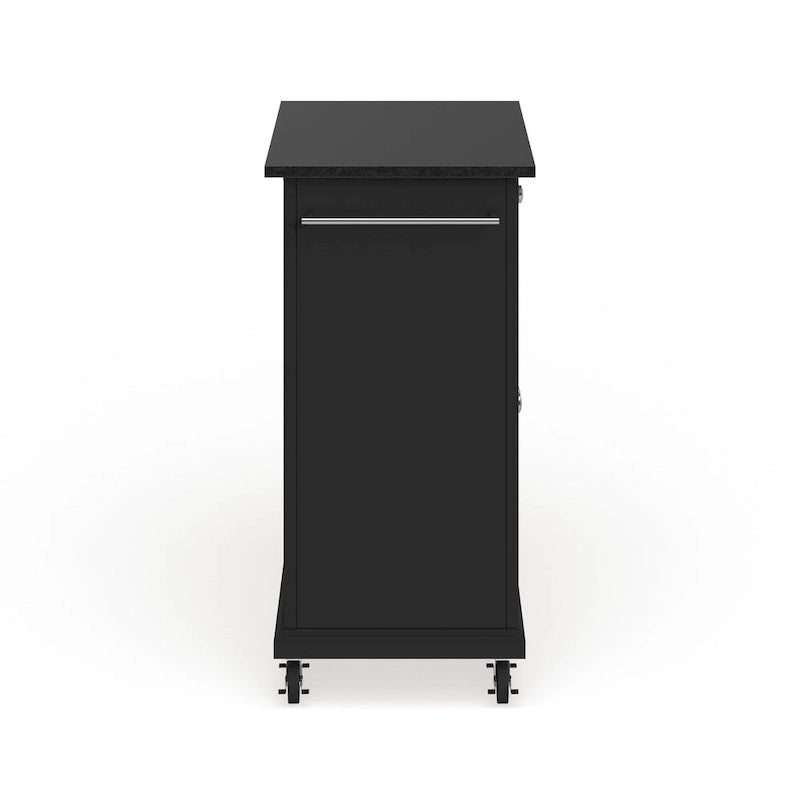 Desserte de cuisine/Îlot portable compact à plateau en granite noir – 18P x 31L x 35,5H