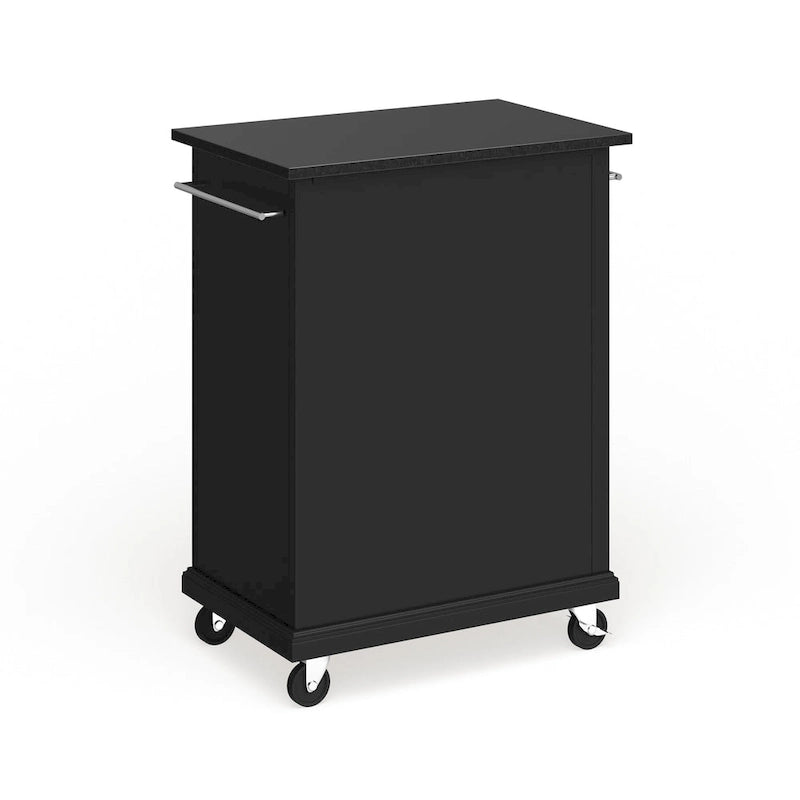 Desserte de cuisine/Îlot portable compact à plateau en granite noir – 18P x 31L x 35,5H