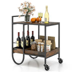 Desserte roulante de cuisine avec porte-bouteilles amovible en métal – Marron – 61 x 43 x 74 cm (L x l x H)