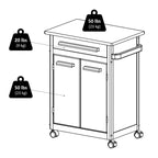 Chariot de cuisine roulant au fini naturel avec armoire, tiroir et porte-serviettes