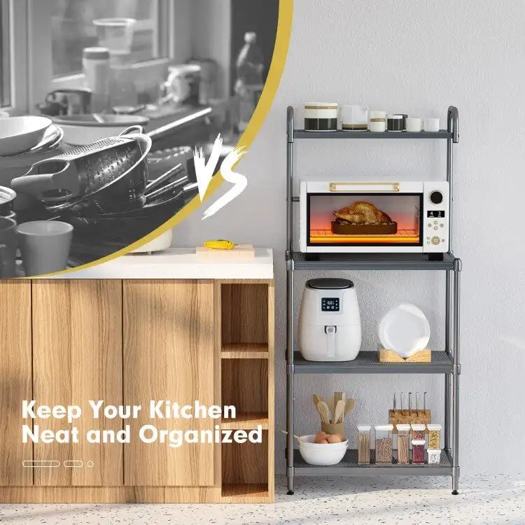 Étagère de Rangement de Cuisine Polyvalente à 4 Niveaux - Organisateur Élégant de Type « Bakers Rack » - 23,5 x 13,5 x 53,5 (L x l x H)