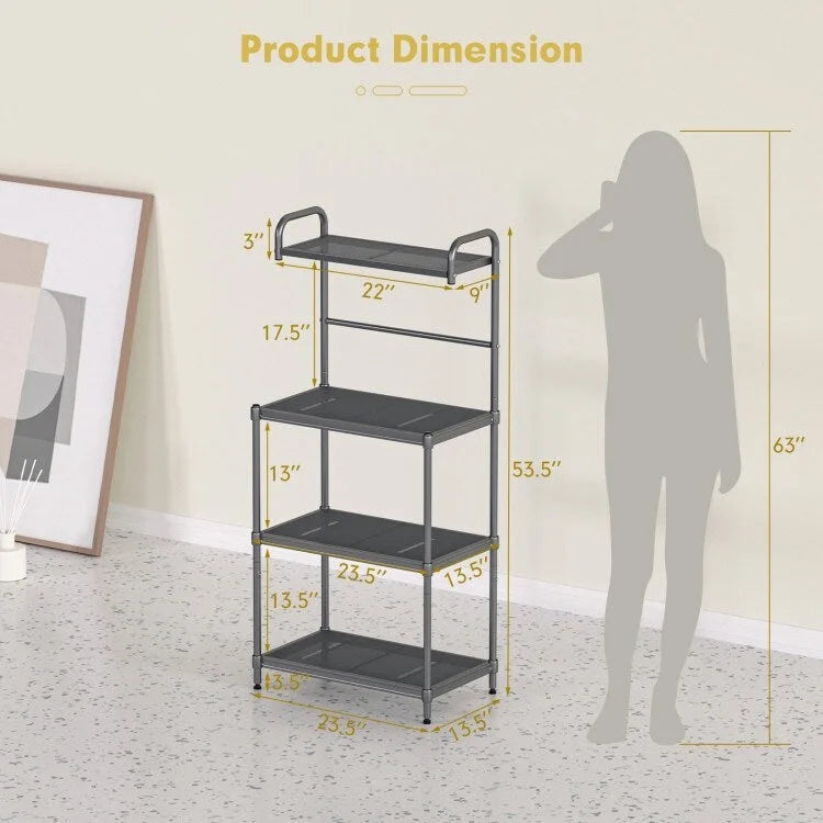Étagère de Rangement de Cuisine Polyvalente à 4 Niveaux - Organisateur Élégant de Type « Bakers Rack » - 23,5 x 13,5 x 53,5 (L x l x H)