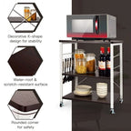 Étagère de cuisine à 3 niveaux pour four à micro-ondes avec crochets – 23,5 x 16 x 29 (L x l x H)