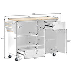 Chariot de cuisine avec placard de rangement et deux roues verrouillables, plateau en bois, meuble micro-ondes, buffet de serveur autoportant