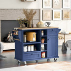 Chariot de cuisine avec placard de rangement et deux roues verrouillables, plateau en bois, meuble micro-ondes, buffet de serveur autoportant