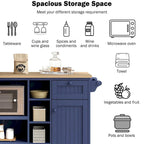 Chariot de cuisine avec placard de rangement et deux roues verrouillables, plateau en bois, meuble micro-ondes, buffet de serveur autoportant