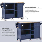 Chariot de cuisine avec placard de rangement et deux roues verrouillables, plateau en bois, meuble micro-ondes, buffet de serveur autoportant