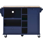 Chariot de cuisine avec placard de rangement et deux roues verrouillables, plateau en bois, meuble micro-ondes, buffet de serveur autoportant