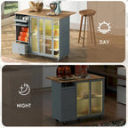 Îlot de cuisine avec abattant, Desserte de cuisine roulante avec lumières LED