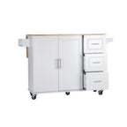 Mobile Kitehcn Island with Extensible Table Top and Adjustable Shelf