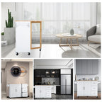 Îlot de cuisine mobile avec plateau de table extensible et étagère réglable