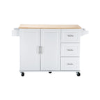 Îlot de cuisine mobile avec plateau de table extensible et étagère réglable