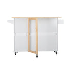 Îlot de cuisine mobile avec plateau de table extensible et étagère réglable