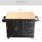Îlot de cuisine mobile avec plateau de table extensible et étagère réglable