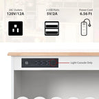 Îlot de cuisine sur roulettes avec éclairage LED, abattant et prises électriques