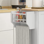 52Îlot de cuisine roulant avec dessus en bois d'hévéa, porte-épices, porte-serviettes, tiroir