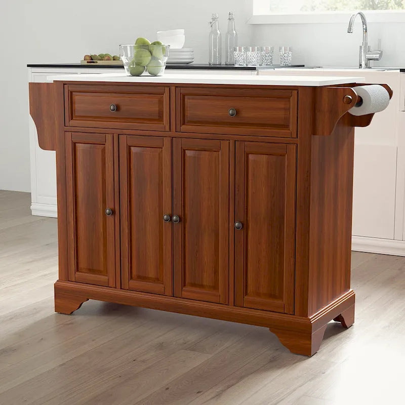 Îlot de cuisine/Chariot Lafayette avec plateau en granit Cherry - 51,5 po L x 18 po P x 36 po H